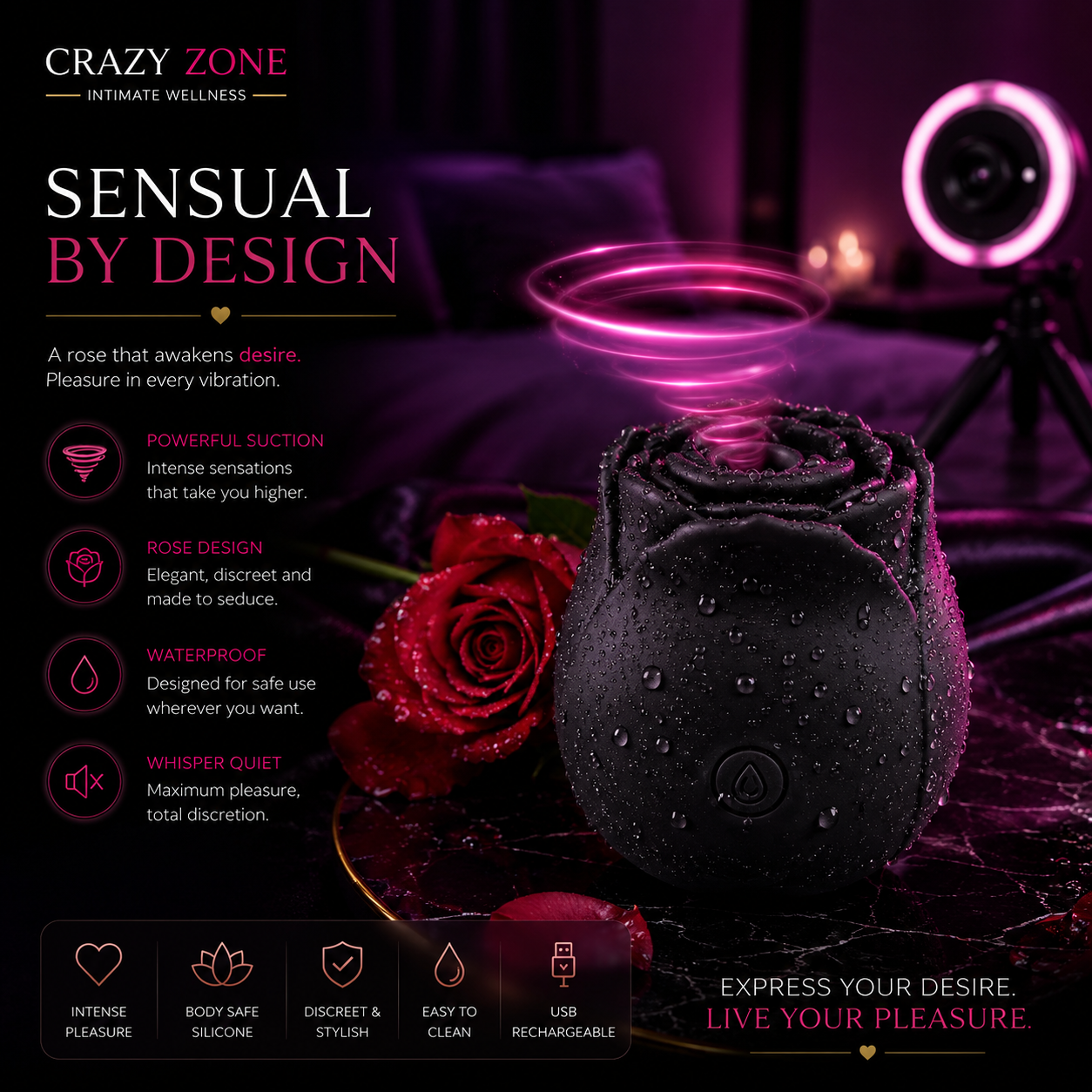 RoseBloom™ – Premium Air Pulse Rose Massager